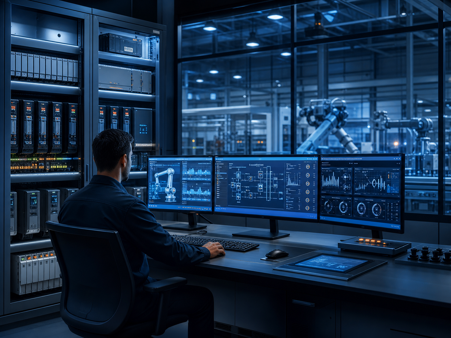 SCADA and PLC automation control room